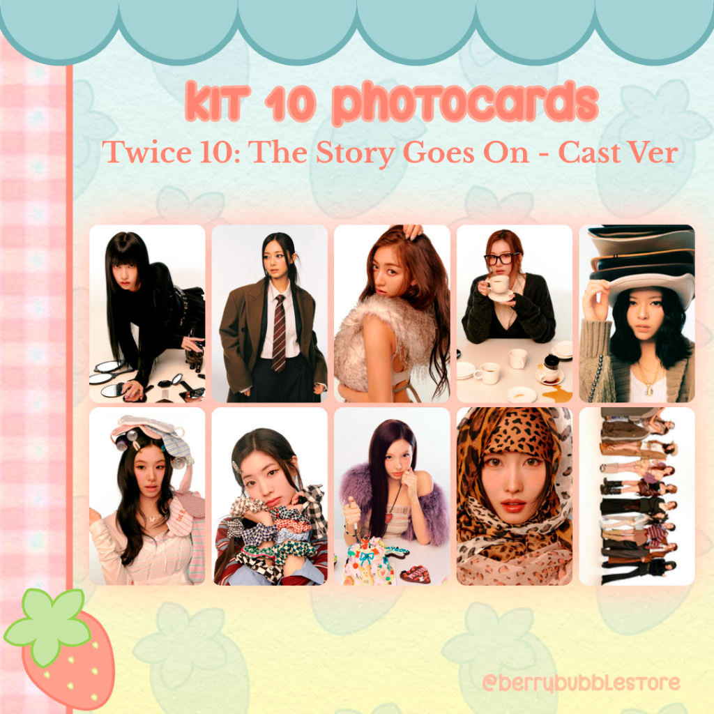 Photocard Twice | 10: The Story Goes On - Cast Ver | Kit 10 Un | Frente e Verso | Holográfico