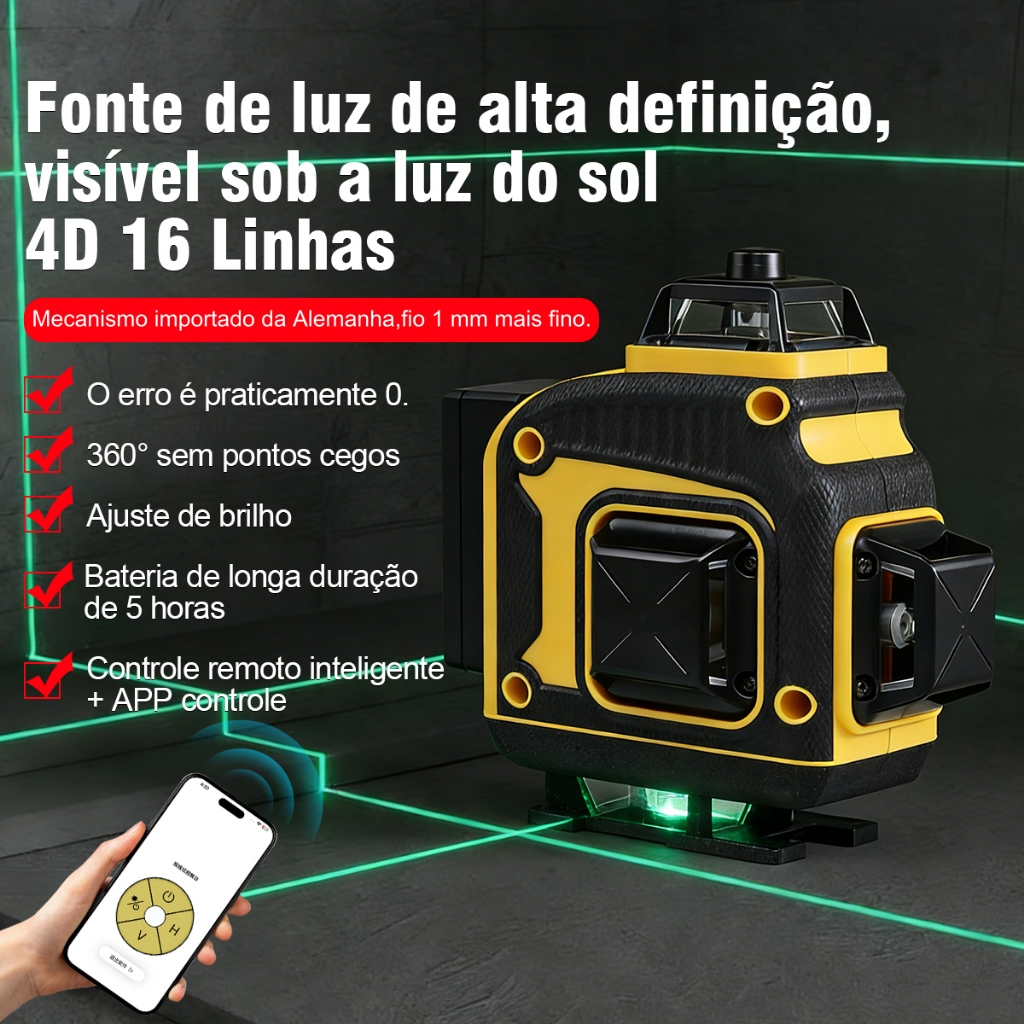 DEWEN Mini Máquina a Laser com 16 Linhas Nível Verde para Construção e Medição Precisa-1