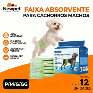 Newpet Fralda Higiênica Descartável Pet para Cachorro Macho Dog's Care P M G GG - Vários …
