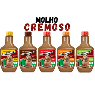Kit 5 Molho para Ração de Cachorro 250g Salsapetti Carne Frango Bacon Churrasco Cremoso Sachê para Cachorro Molho Pet