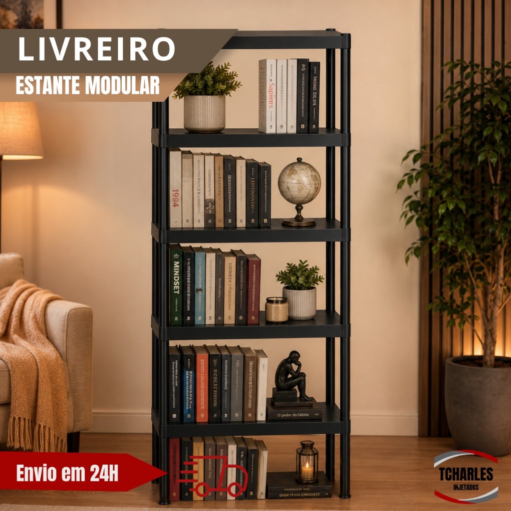 Estante Livreiro Multiuso Organizador com 5 Andares - Prateleira Modular