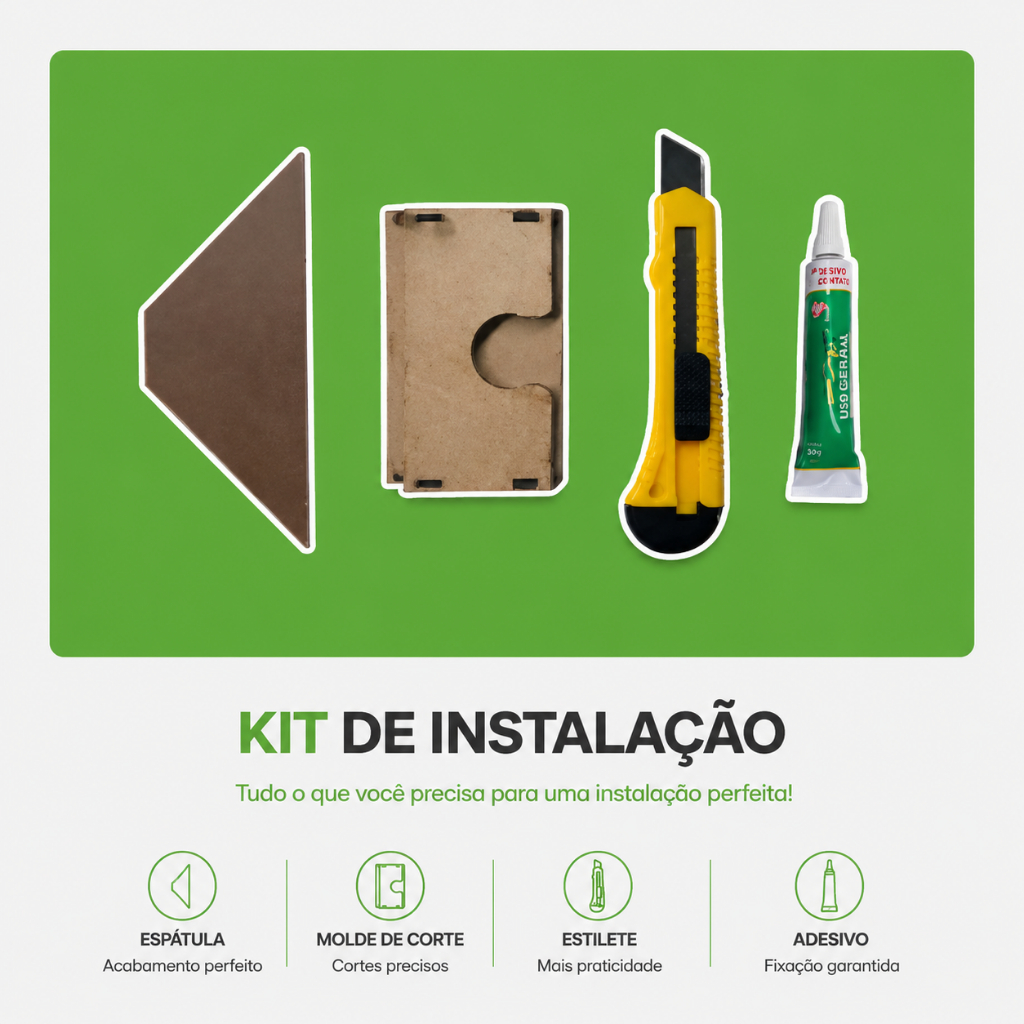 Kit para Instalação EVA Painel Ripado Laminado Rodapé - Meu Rodapé