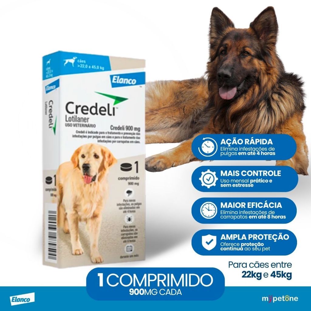 Credeli Elanco 900 mg para Cães de 22 a 45 Kg - 1 Comprimido
