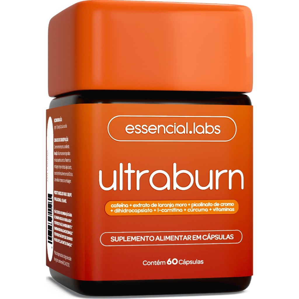 Ultraburn Termogênico Carnitina Cafeína Laranja Moro Cúrcuma Dihidrocapsiato Picolinato de Cromo Vitaminas