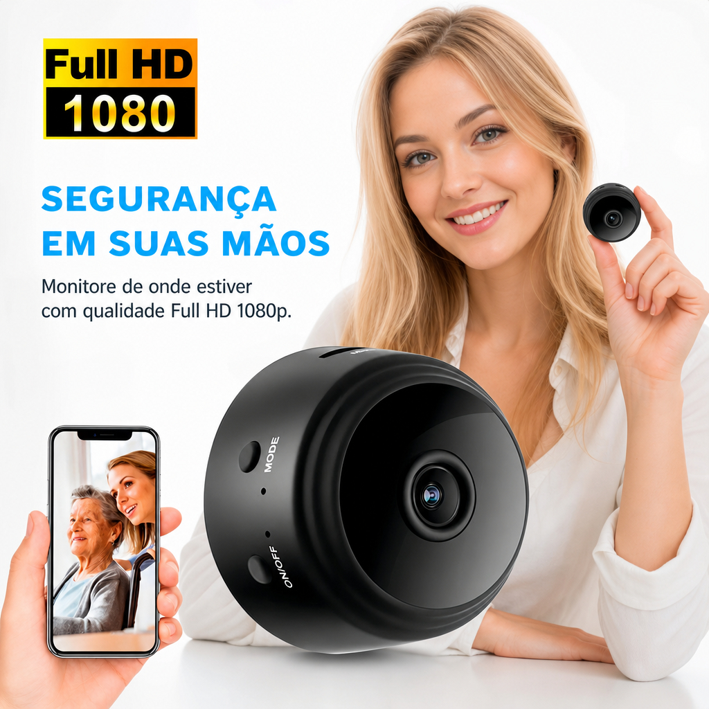 Mini Câmera Segurança Wifi A9 Full HD 1080p Sensor Presença