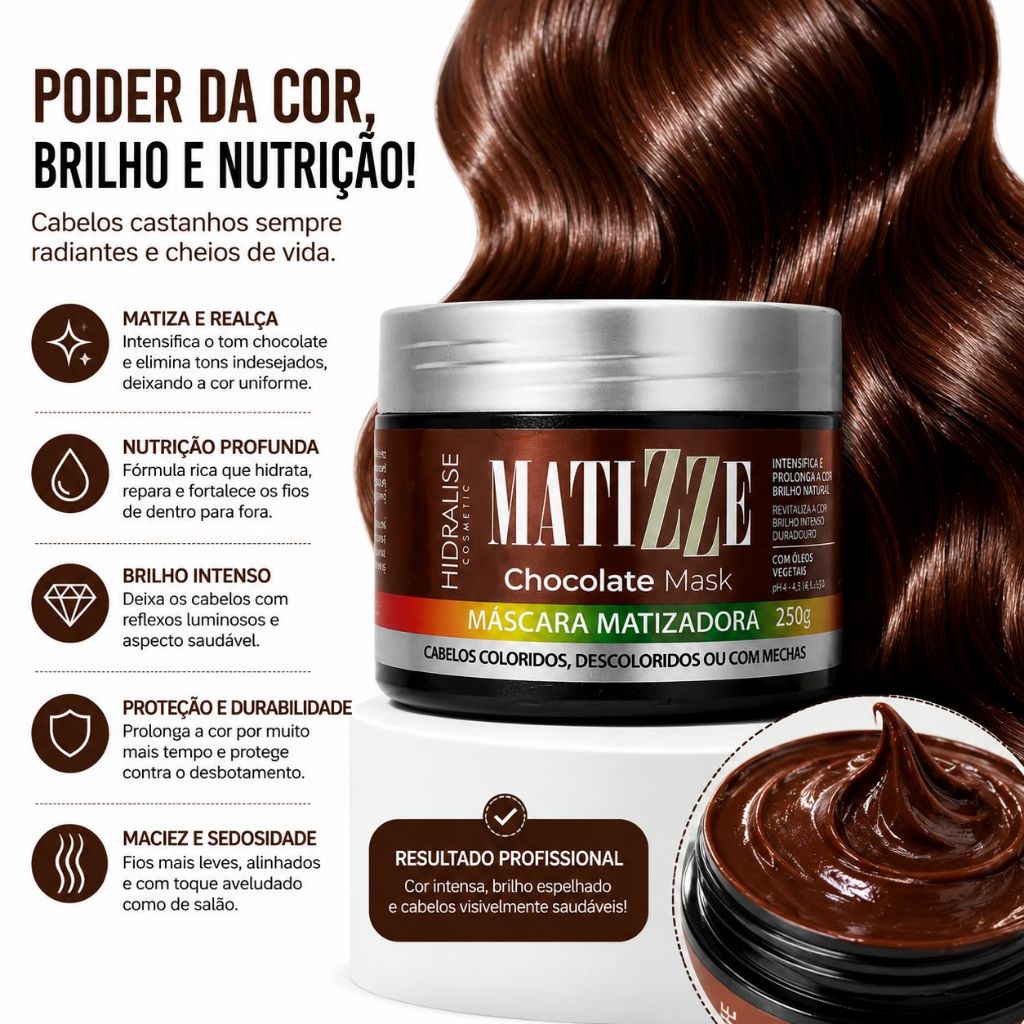 Máscara Matizadora Tonalizante Chocolate Avelã Sem Amônia 100% Natural Rende 3x Mais Matizador Avelã — imagem 2 de 2