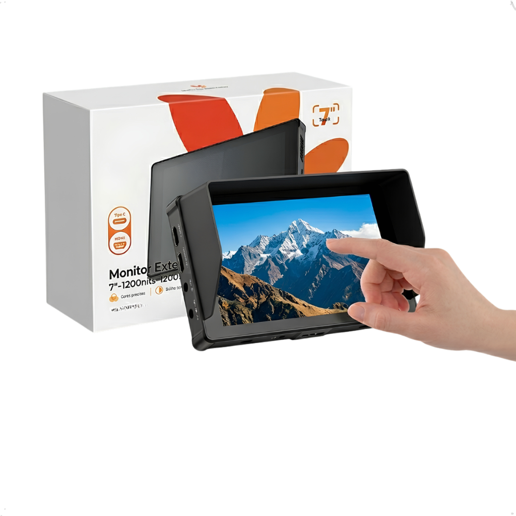 Monitor Externo Para Câmera 7 Polegadas Touchscreen 1200nits Full HD IPS Monitor