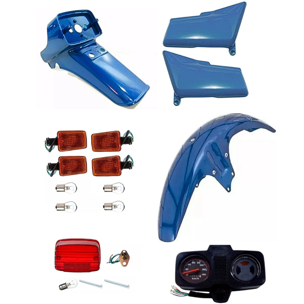 Paralamas Cg 125 83/84 Azul Tampa Pisca Painel Lanterna