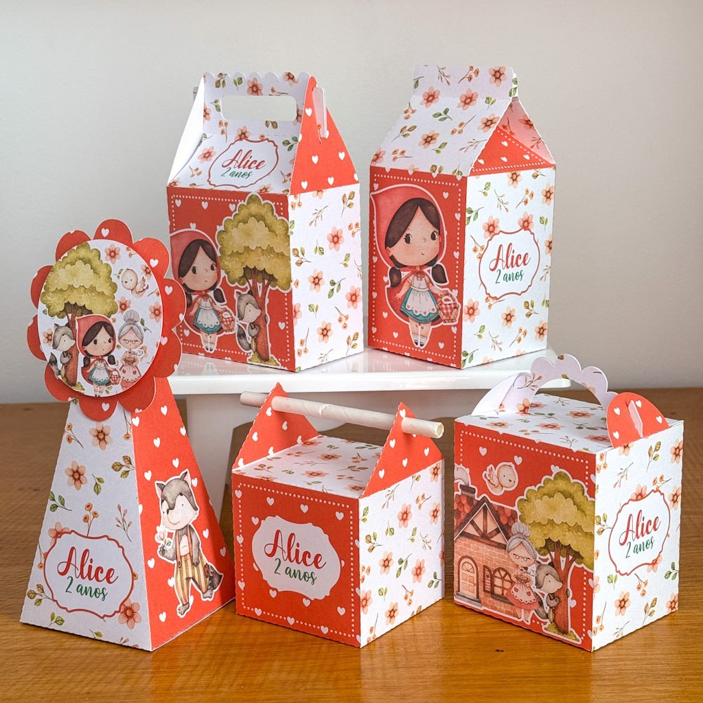 Kit festa chapeuzinho vermelho | aniversário| mêsversario | caixa personalizada | pegue e monte | envio rápido