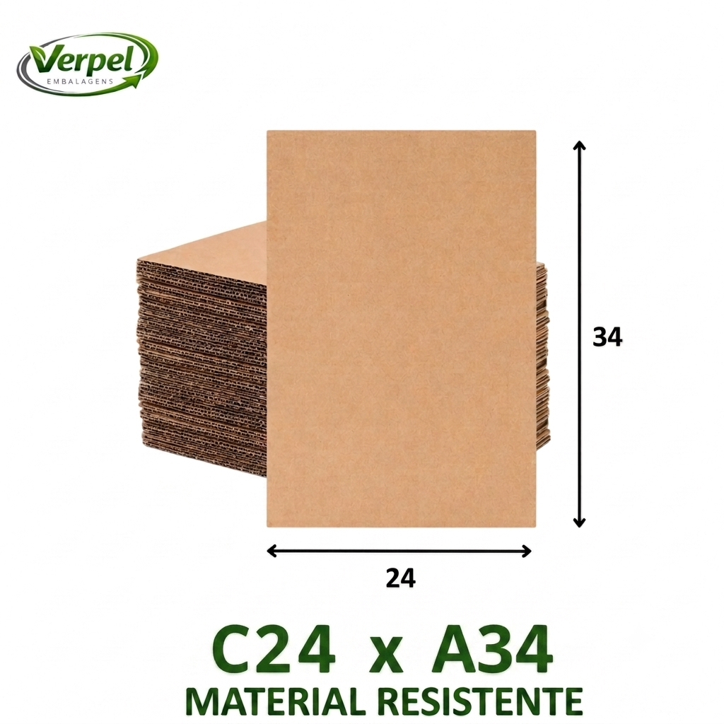 Verpel Embalagens Chapas de Papelão 24x34 cm 100 unidades