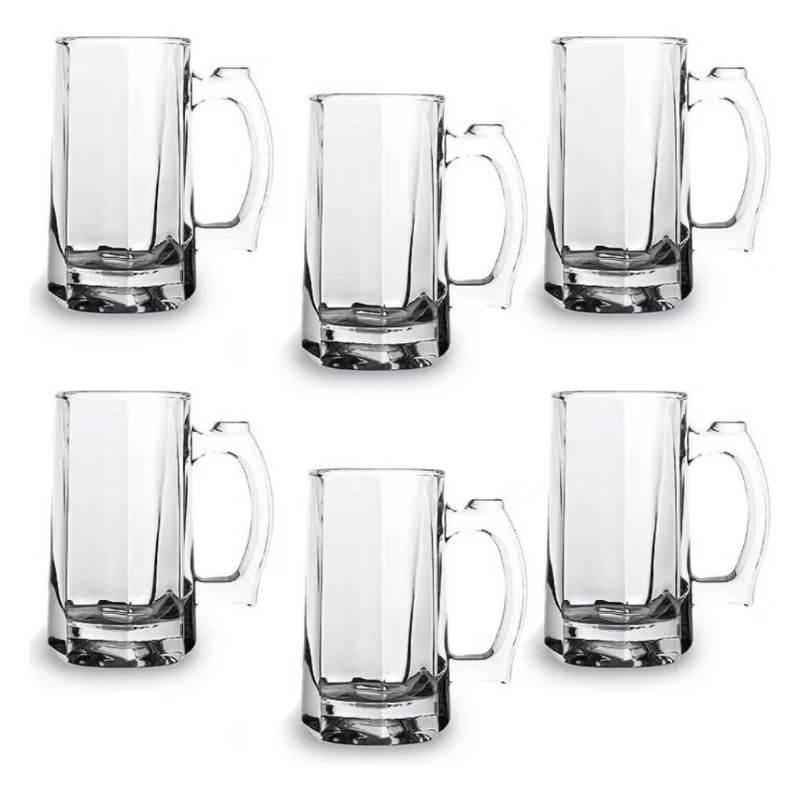 Kit Caneca de Chopp 6 Peças 380ml OutBack Detroit Zero Grau LSP