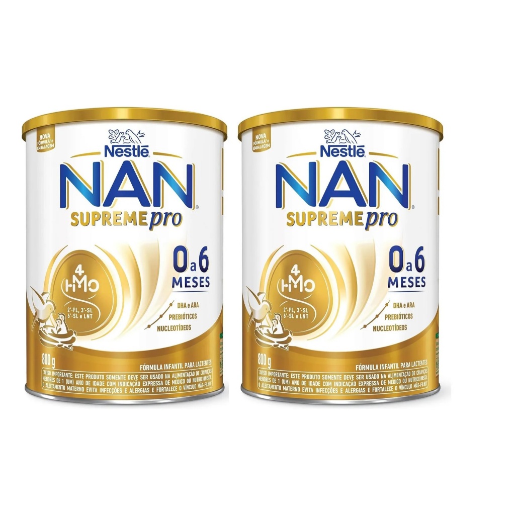 Kit 2 Latas NAN SUPREME (0 a 6 Meses) 800g cada (AMARELO) EQ.1