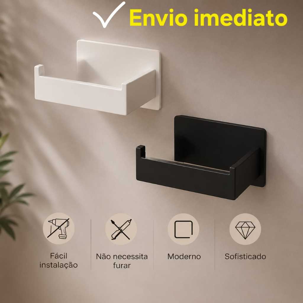 Suporte Para Rolo de Papel Higiênico Adesivo Sem Furo Porta Acessório Banheiro Organizador Cola 3M