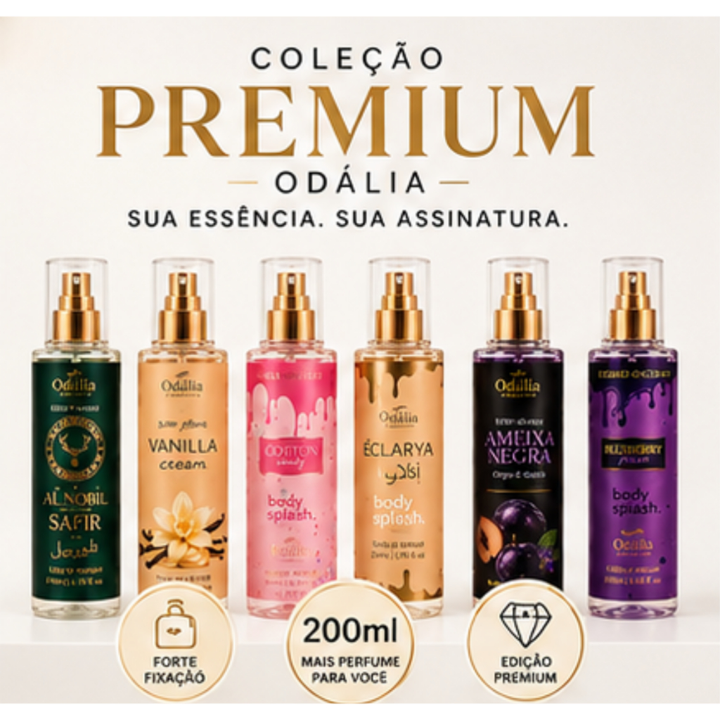 Body Splash Feminino Odália 200ml Perfumação Corporal Longa Fixação Premium Varias Fragancias
