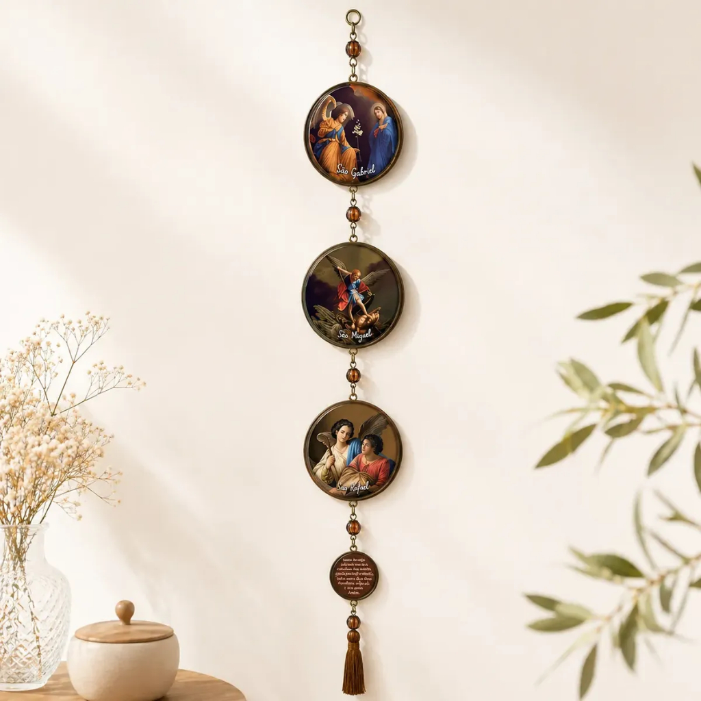 Adorno Enfeite Porta e Parede Com Imagens Arcanjos Decoração Católica