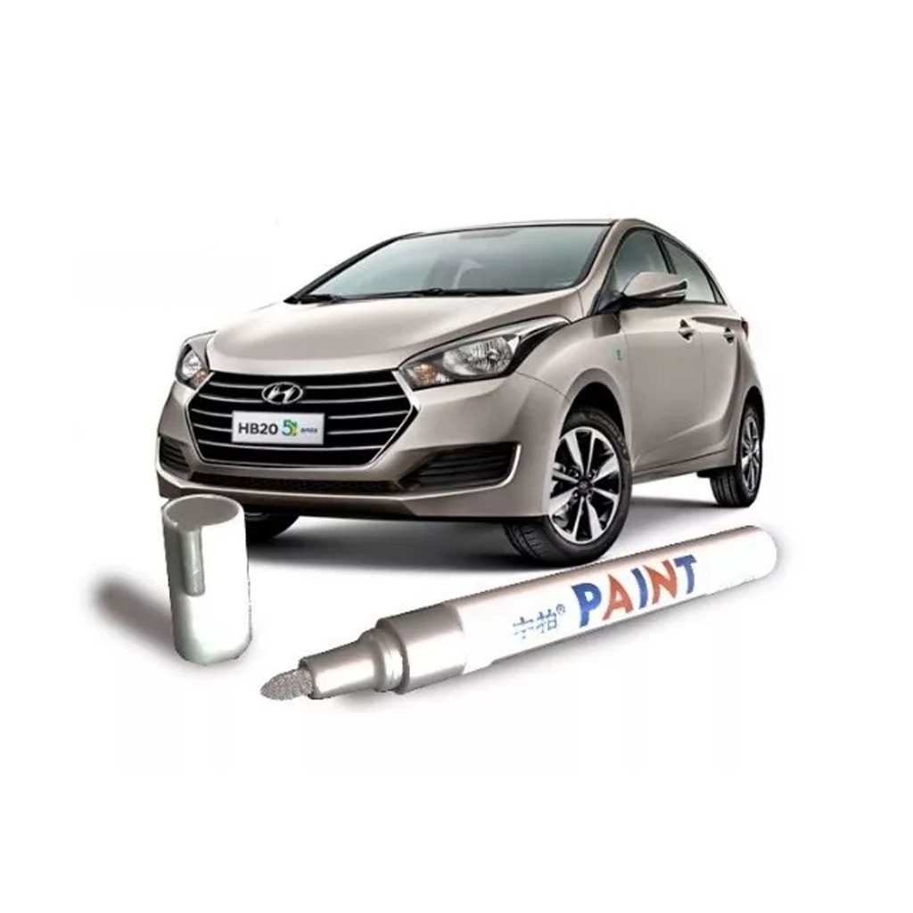 Caneta Prata Metálica de retoque pintura automotiva na cor Preta tinta Permanente automotiva não sai com água