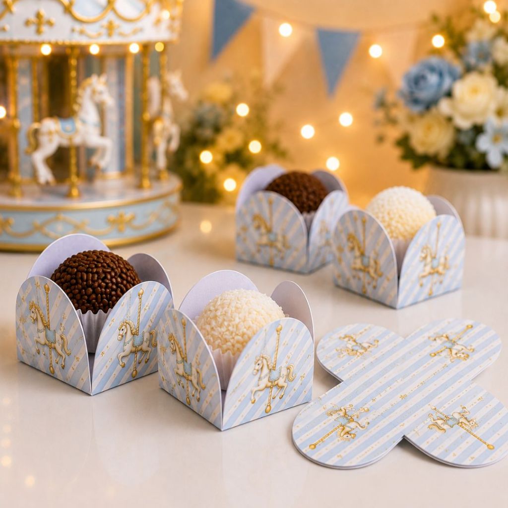 Forminhas Personalizadas Carrossel Encantado para Docinhos | Festa Infantil Aniversário