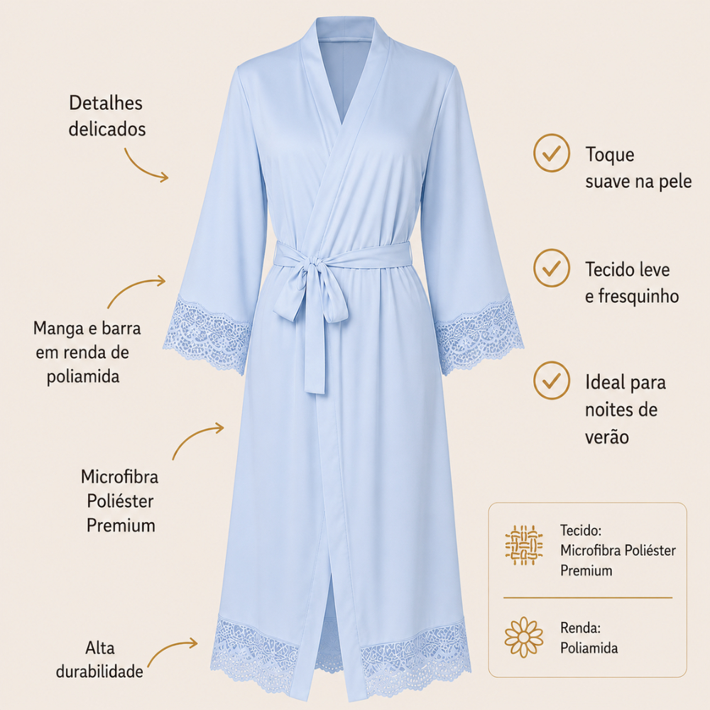 Robe Longo de Noiva Luxo em Renda Feminino Roupão Maternidade — imagem 2 de 2