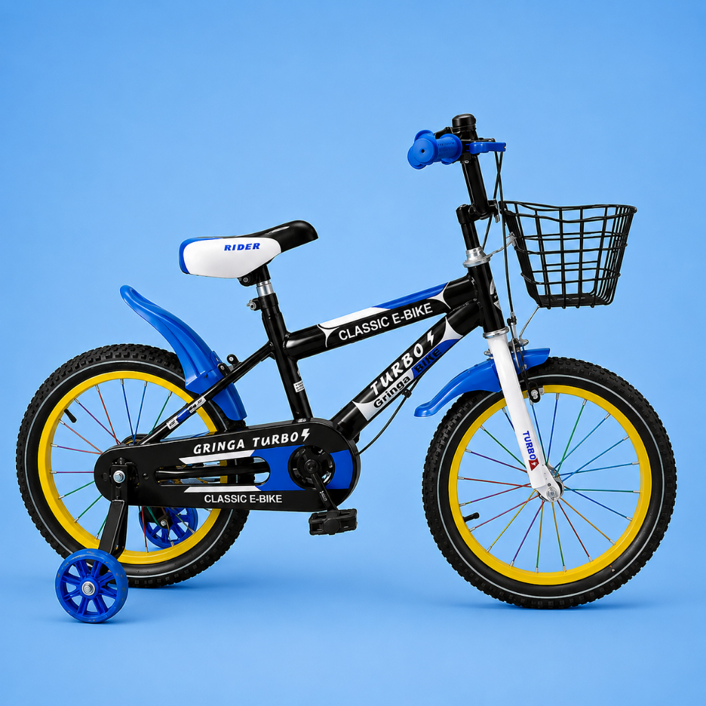Bicicleta Infantil Menino 2-5 Anos Aro 12 LED + Freio V-Brake + Cestinho + Pneu + Paralama + Sininho