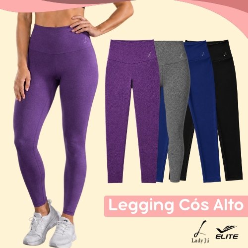Calça Legging Academia Feminina Cintura Alta Zero Transparência Alta Compressão Lady Ju By Elite