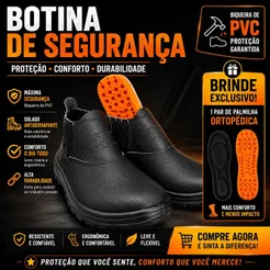 Bota Botina Segurança Masculina em Couro Macia Ultra Leve Com CA Produto Original