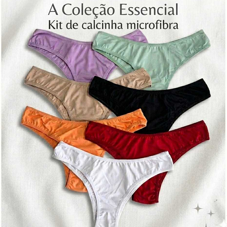 Kit 2 e 5 Calcinha Microfibra Feminina Básica Fundo De Algodão Confortável Lisas Sortidas
