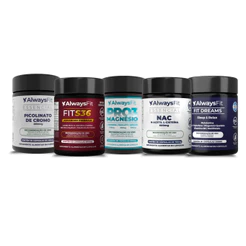Kit 5 Produtos Always Fit - Picolinato de Cromo + Pro3Magnésio + NAC + FitS36 + FitDreams