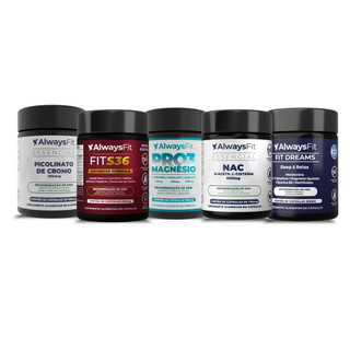 Kit 5 Produtos Always Fit - Picolinato de Cromo + Pro3Magnésio + NAC + FitS36 + FitDreams
