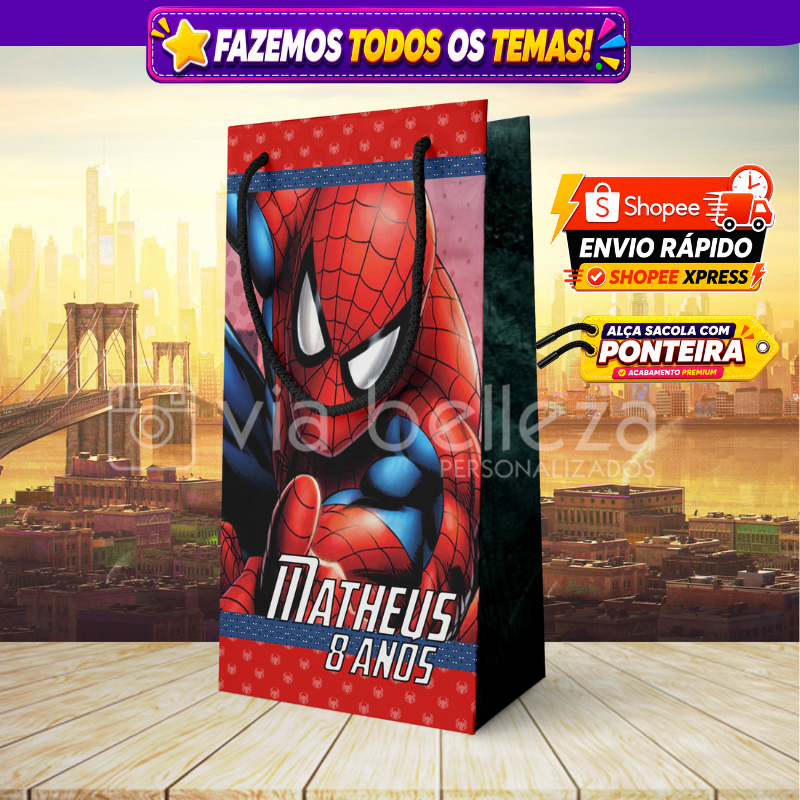 🛍️ Sacolinhas Surpresa Personalizada Lembrancinha de Aniversário Homem Aranha Festa Infantil