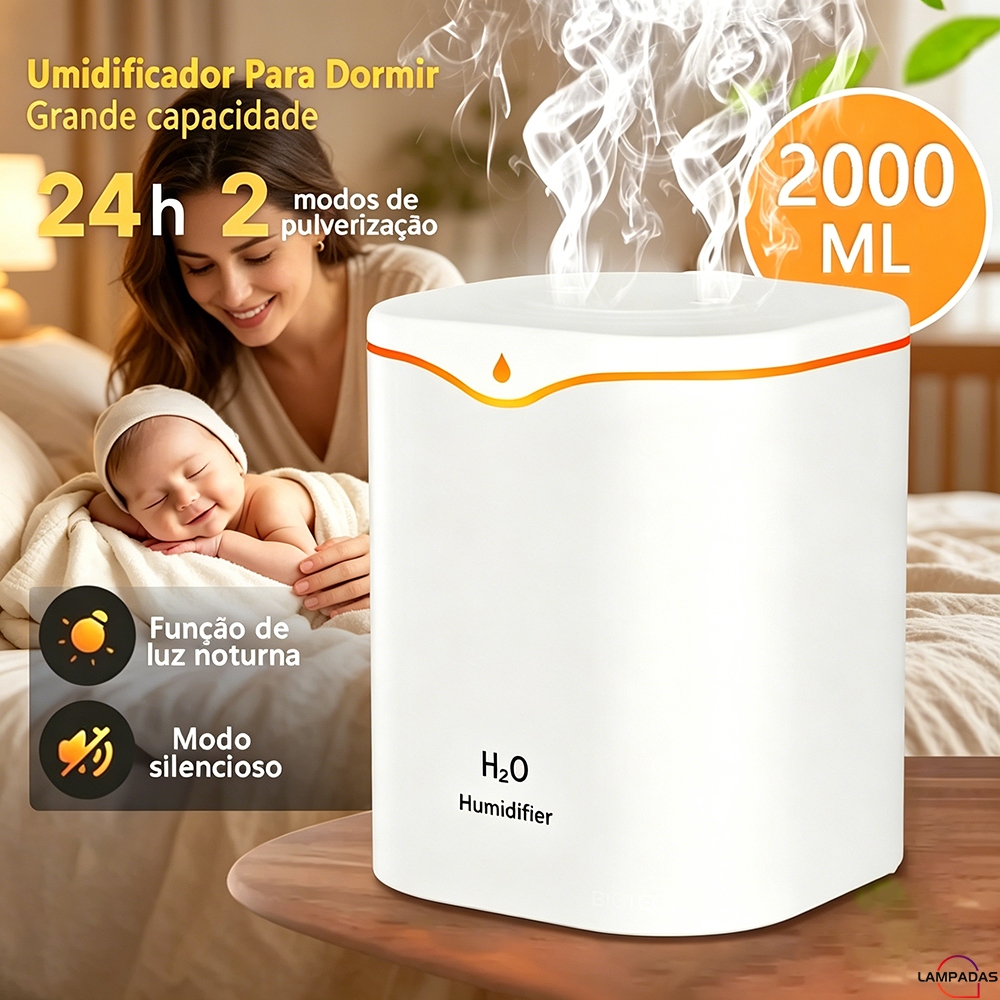 2000ML Grande Umidificador De Ar E Aromatizador Aroma Purificador Ultrassônico Dupla Pulverização