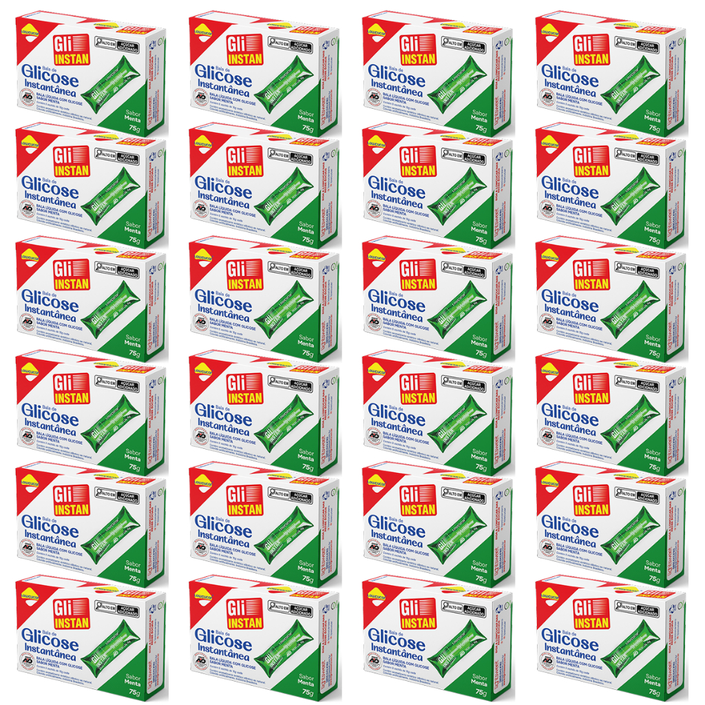 Kit com 24 Unidades de Gli Instan Lowçucar Sabor Menta Bala Glicose Instantânea Aprovado Anad, 5x15g