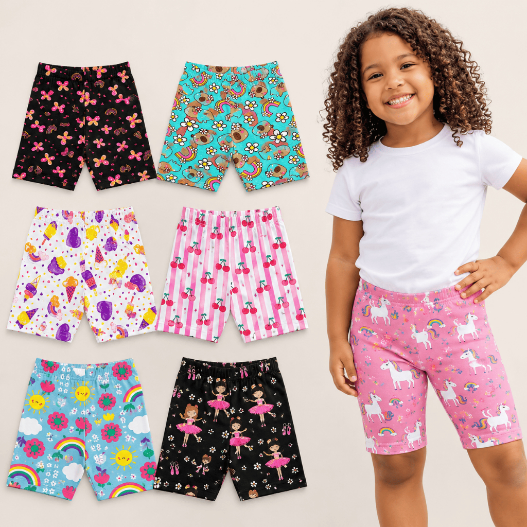 Kit 3 Bermudas Estampadas SORTIDAS - Conforto e Praticidade 1 AO 12 ALGODÃO