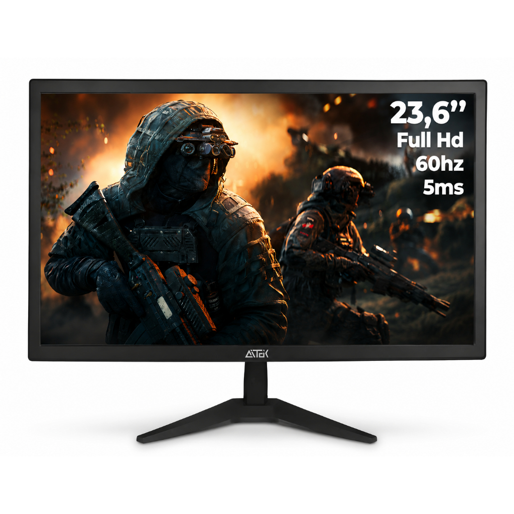 Monitor Aitek Gamer 23,6" Full HD 1080p 60Hz 5ms HDMI VGA LED Sigma M2410A Com Alto-Falantes