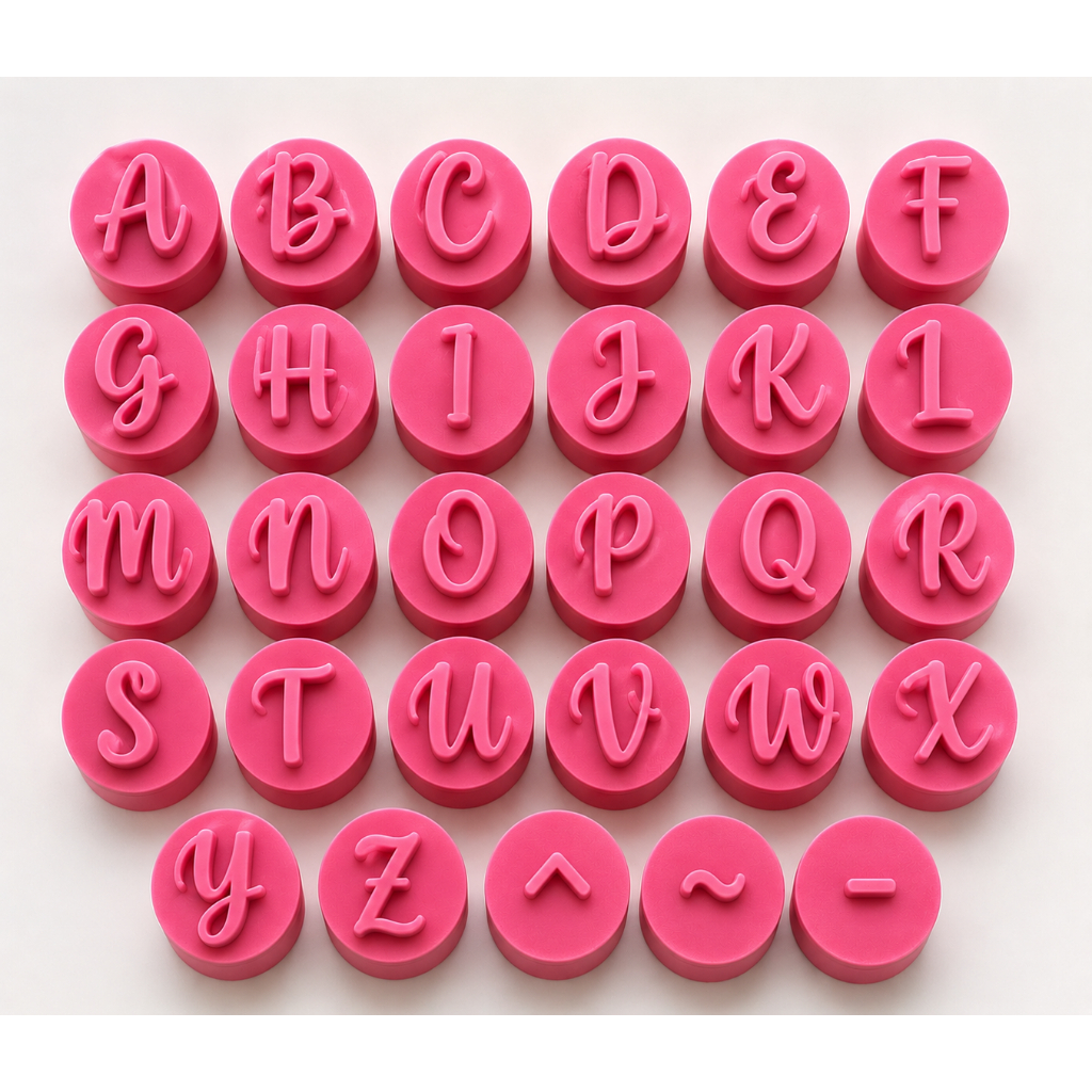 Kit Carimbo Para Brigadeiro Alfabeto Docinhos 26 Letras Massas Confeitaria Aniversario Argila Cerâmica