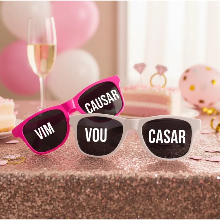 Óculos escuro festa despedida de solteira frase vim causar kit balada amigas madrinhas noiva