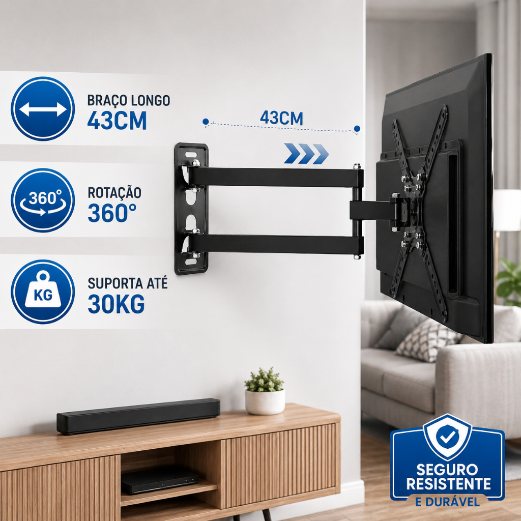 Suporte Tv Tri Articulado de Parede, para Tv's de 10 a 60 polegadas — imagem 2 de 2