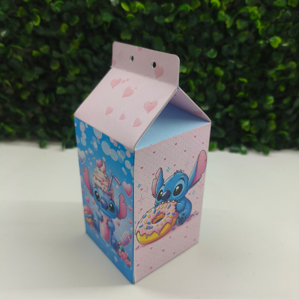 Caixa Milk Stitch Personalizada | Lembrancinha Aniversário Infantil Tema Lilo & Stitch