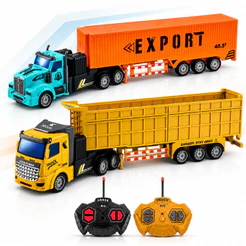 Caminhão Carreta Controle Remoto Grande Bateria Recarregável Infantil Baú Truck Kizumba