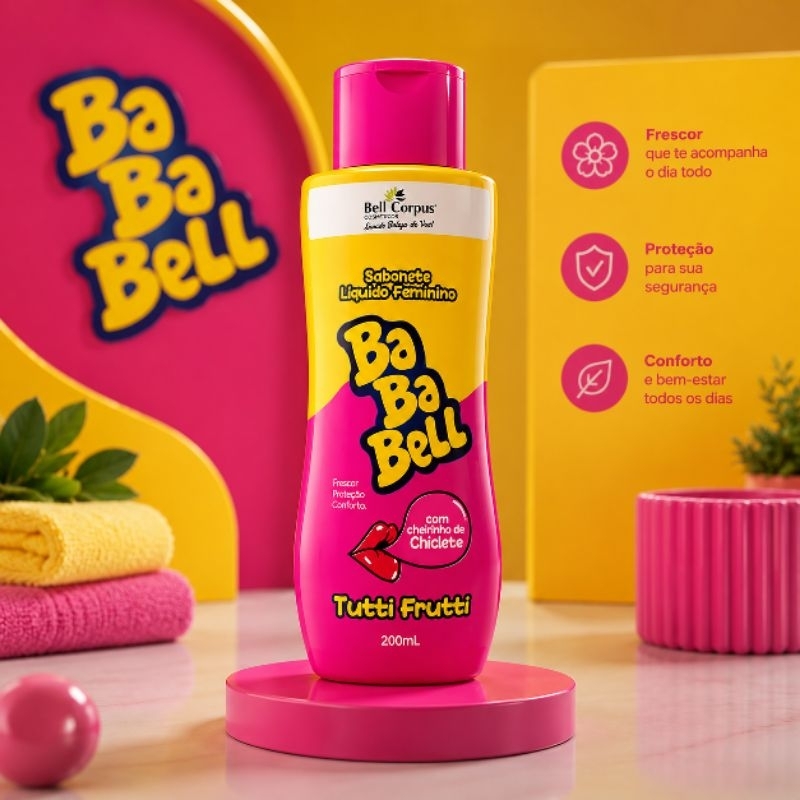 Sabonete Líquido Íntimo Bababell Tutti Frutti Higiene Íntima Uso Diário Sensação Refrescante
