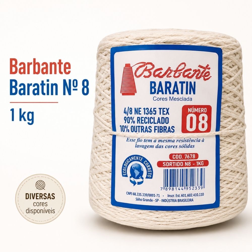 Barbante Baratin nº 08 1kg São Francisco-Linha de Crochê-TAPETES DE BARBANTE -PASSADEIRAS
