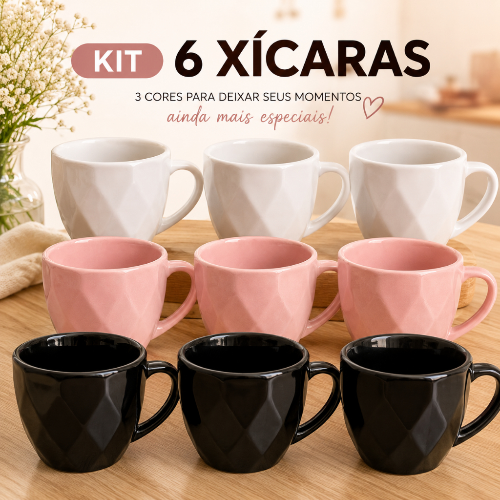 Conjunto xicara café porcelana 100ml linha premium fabrica design moderno chá chocolate quente mesa