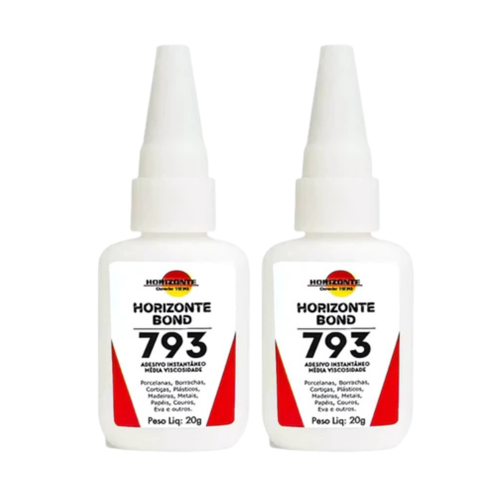 Kit 2 Cola Instantânea Horizonte Bond 20gr Sapato Couro Metal Eva