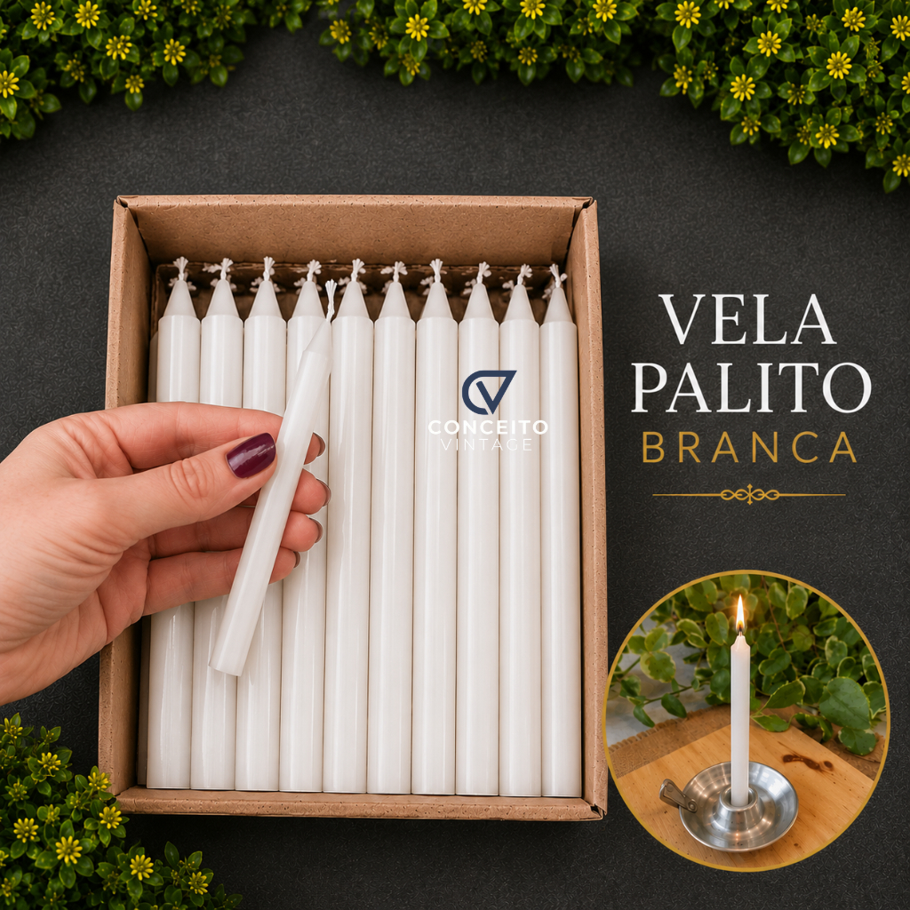 Vela Palito Branca Atacado Parafina 13,5 cm X 1,1 cm