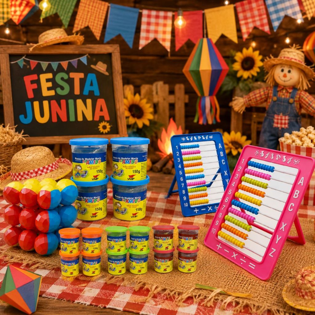 Kit 30 Pçs Ábaco Cubos Magico Massinha Brinquedos Infantil Festa Junina Prenda São João