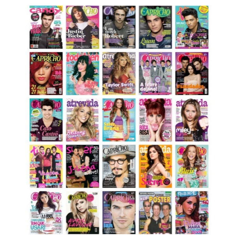 Kit 25 Adesivos Vinil 6,5x5cm - Capas Revistas Teen Anos 2000 | Capricho, Atrevida, Todateen | Scrapbook, Caderno e etc