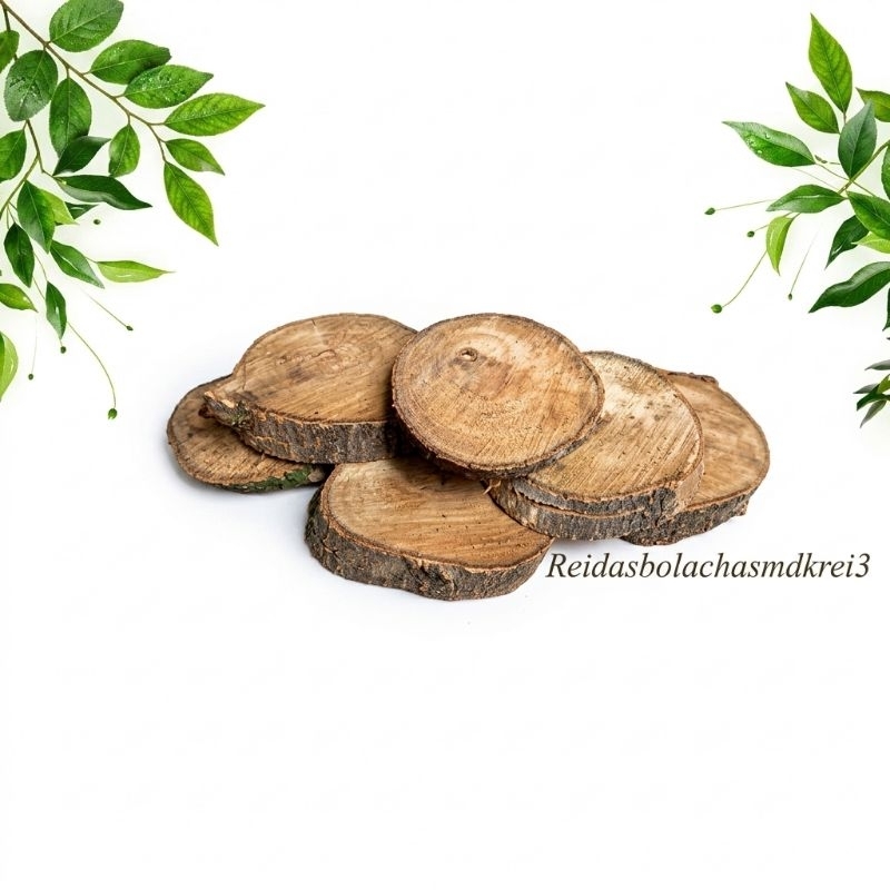 Bolacha  de  madeira  13 cm - são  6 unidades , decore com estilo