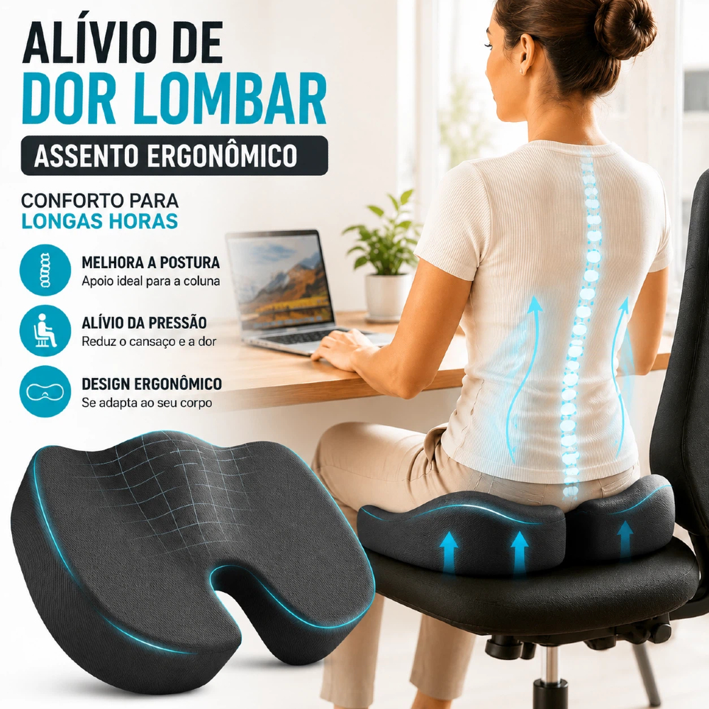 Almofada Ortopédica para Cadeira Assento Ergonômico Corretor de