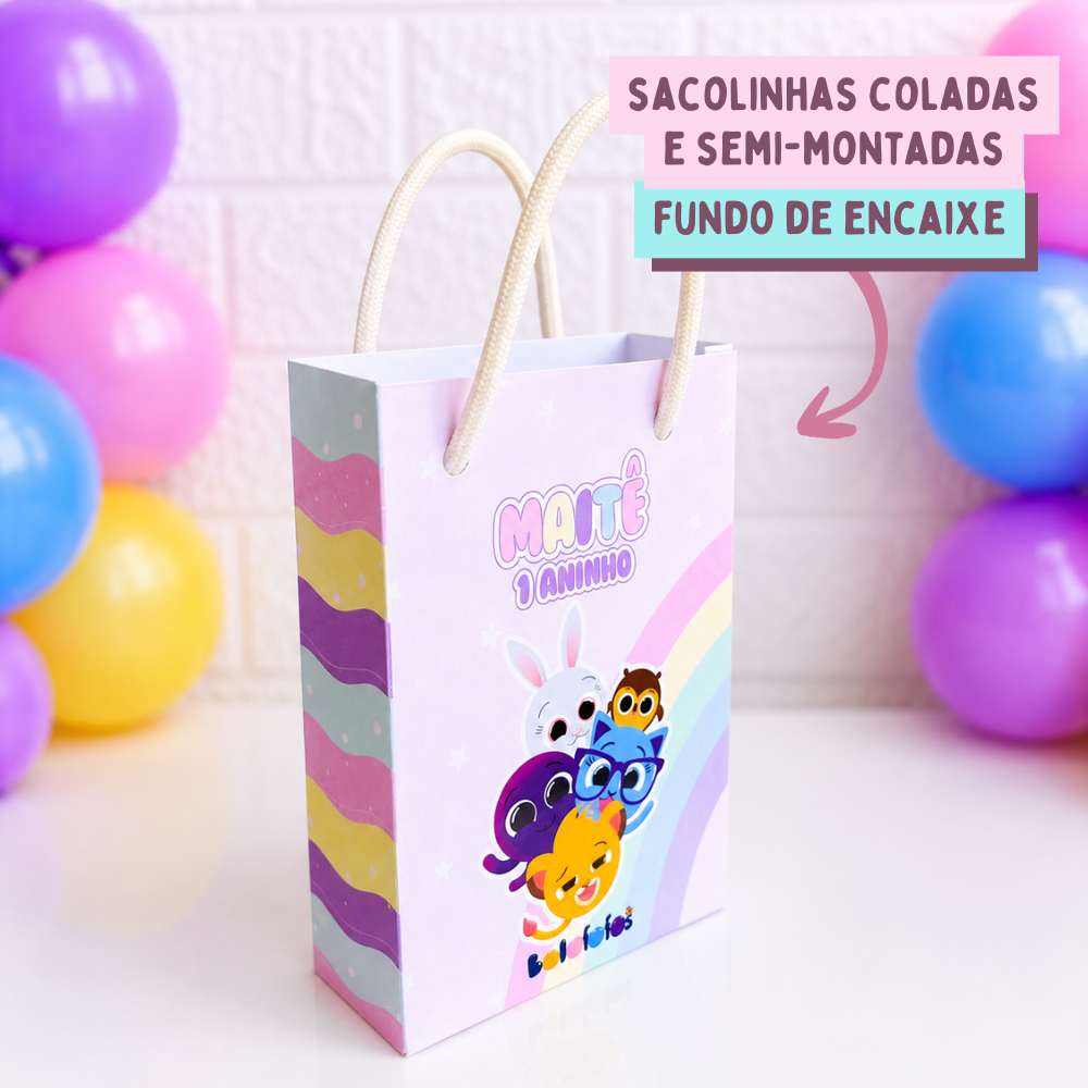 Sacolinha Personalizada Lembrancinha de Festa Aniversario Infantil Bolofofos Menina