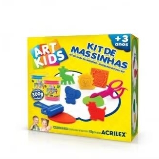 Kit Massinha De Modelar Acrilex 300g Ref 40007 Com Moldes Tesoura E Rolinho