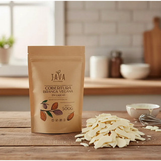 Cobertura Chocolate Branco Vegano 500g Lascas Java — Zero Lactose, Sem Leite, Sem Soja, Sem Glúten